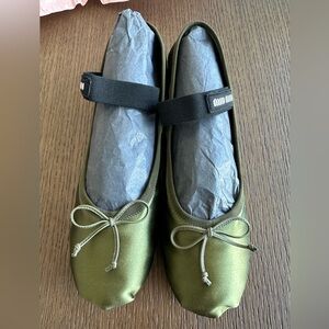 Miu Miu Olive Green Flats— Size 40